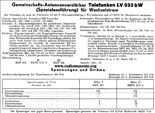 Gemeinschafts-Antennenverstärker LV033bW; Telefunken (ID = 37542) HF-Verst.