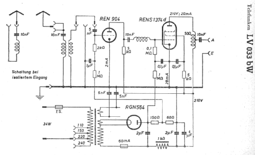 Gemeinschafts-Antennenverstärker LV033bW; Telefunken (ID = 7414) RF-Ampl.