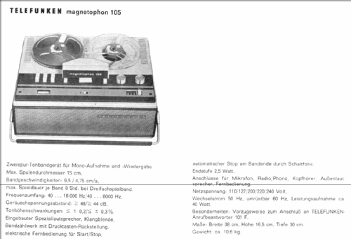 Magnetophon 105; Telefunken (ID = 96822) R-Player