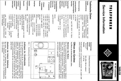 Magnetophon 202 Automatic M 202; Telefunken (ID = 1326354) Enrég.-R