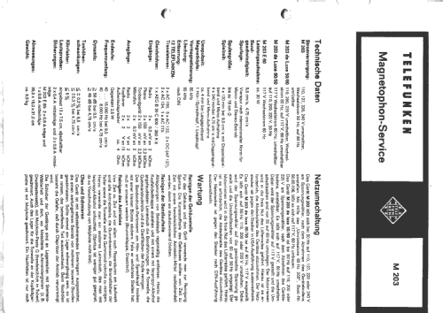 Magnetophon 203 M 203; Telefunken (ID = 328234) Ton-Bild