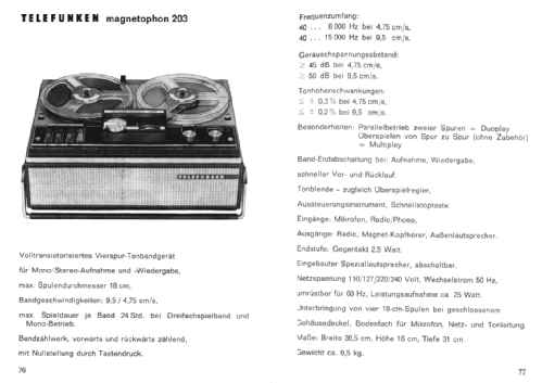 Magnetophon 203 M 203; Telefunken (ID = 96803) R-Player