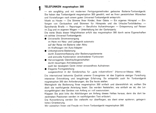 Magnetophon 300; Telefunken (ID = 2701220) Sonido-V