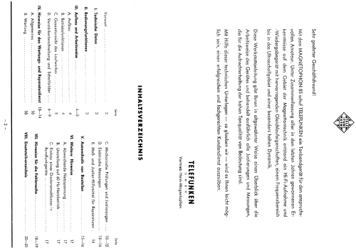 Magnetophon 85; Telefunken (ID = 2059321) Enrég.-R