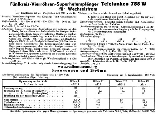 Markstein-Super 755W ; Telefunken (ID = 37565) Radio