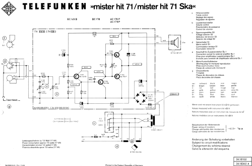 Mister Hit 71 Ska; Telefunken (ID = 1614723) R-Player