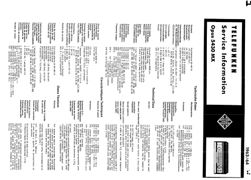 Opus 5430MX Hi-Fi; Telefunken (ID = 1178064) Radio