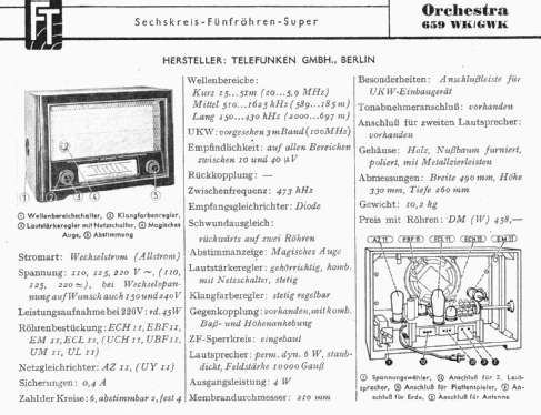 Orchestra 659WK; Telefunken (ID = 1251924) Radio