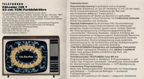 PALcolor 749 T; Telefunken (ID = 2086329) Television