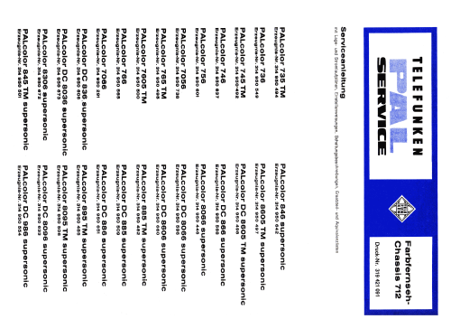 PALcolor DC8036 supersonic Ch= 712 Erz.Nr. 314950673; Telefunken (ID = 2000978) Televisión
