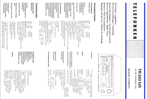 FM HiFi Stereo/FM-AM Receiver TR350 HiFi Ch= 1000; Telefunken (ID = 689881) Radio