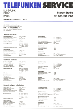 Stereo Studio RC-880; Telefunken (ID = 2758275) Radio