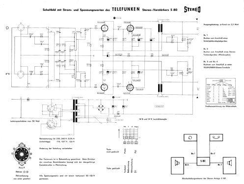 Stereo-Verstärker S80; Telefunken (ID = 1334807) Ampl/Mixer