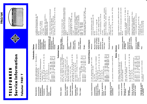 Telestar 7481T; Telefunken (ID = 1994520) Radio