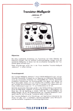 Transistor-Messgerät Teletrans II It Ts 659/1; Telefunken (ID = 2766074) Equipment