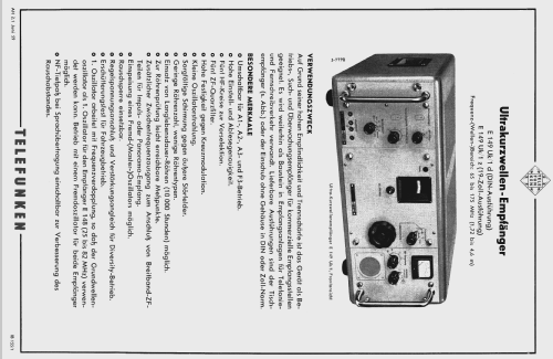 Ultrakurzwellen-Empfänger E149 Uk/1d; Telefunken (ID = 1321259) Mil Re