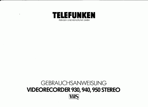 Video Recorder 950 Stereo; Telefunken (ID = 1442168) R-Player