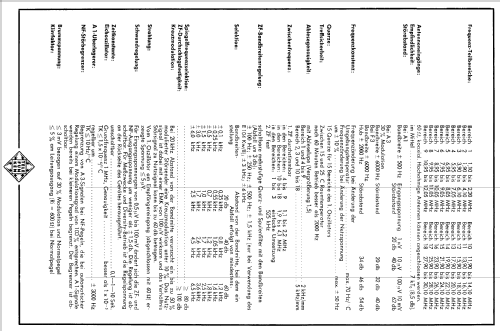 Weitverkehr-Empfangsanlage TRANSRADIO II ESt 104 Kw; Telefunken (ID = 1354423) Misc