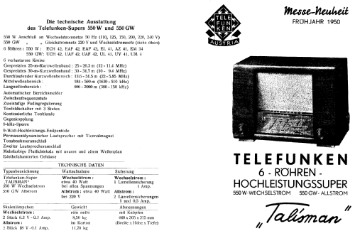 Talisman 550GW; Telefunken; Wien (ID = 1299262) Radio
