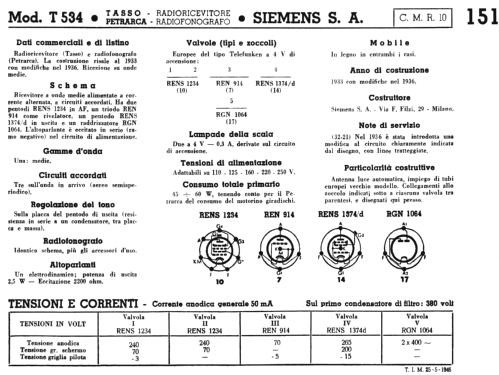 Petrarca T534; Telefunken Italia, (ID = 2660831) Radio