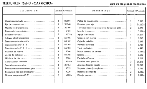 Capricho 1651-U; Telefunken (ID = 208615) Radio