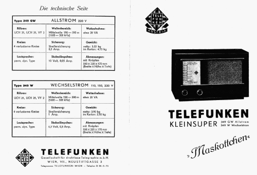 Maskottchen 349GW; Telefunken; Wien (ID = 2425313) Radio