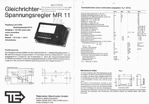Gleichrichter - Spannungsregler MR11; Telemeter Electronic (ID = 2604319) Strom-V