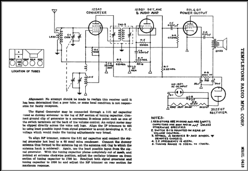 G-418 ; Templetone Radio Mfg (ID = 410514) Radio