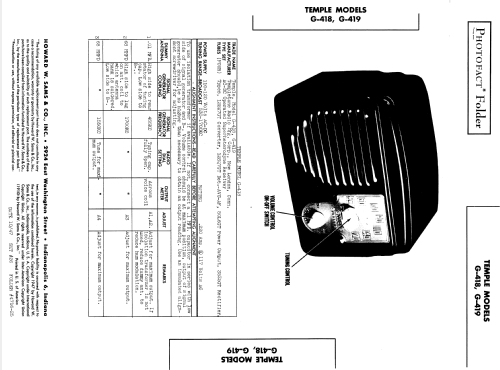 G-418 ; Templetone Radio Mfg (ID = 900519) Radio