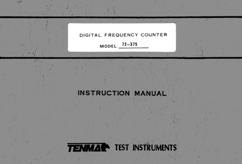 Frequency Counter 72-375; Tenma; Centerville, (ID = 2061789) Equipment