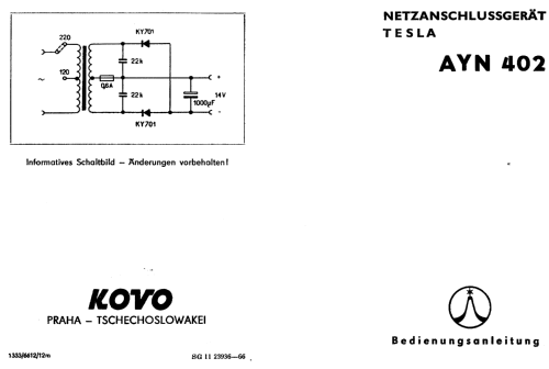 Netzanschlussgerät AYN402; Tesla; Praha, (ID = 1280007) A-courant