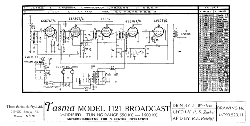 Tasma 1121 Modified; Thom & Smith Pty. (ID = 1549725) Car Radio