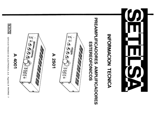 Amplificador Estereofónico A-2501; Thomson Española S.A (ID = 2482647) Ampl/Mixer