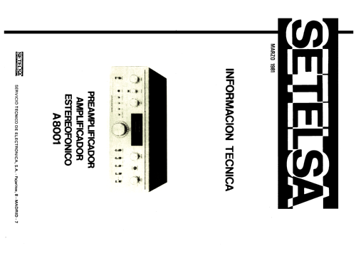 Amplificador Estereofónico A-8001; Thomson Española S.A (ID = 2483922) Verst/Mix