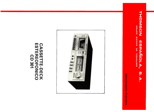 Cassette Deck Estereofónico CD-301; Thomson Española S.A (ID = 2479955) Sonido-V