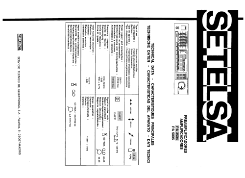 Amplificador Estereofónico PA-5005; Thomson Española S.A (ID = 2474443) Ampl/Mixer