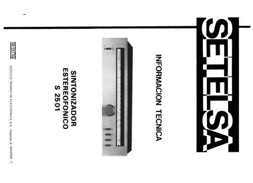 Sintonizador Estereofónico S-2501; Thomson Española S.A (ID = 2481644) Radio