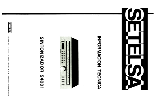 Sintonizador Estereofónico S-4001; Thomson Española S.A (ID = 2481998) Radio