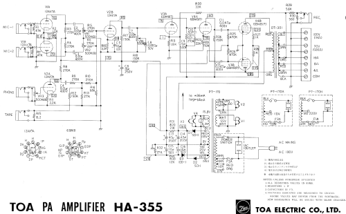 PA Amplifier HA-355; Toa Electric Co., (ID = 1338614) Ampl/Mixer