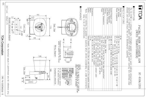 Paging Horn Speaker SC-610M EU; Toa Electric Co., (ID = 2295617) Parlante