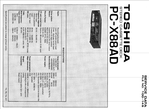 Aurex PC-X88AD; Toshiba Corporation; (ID = 2097993) Reg-Riprod