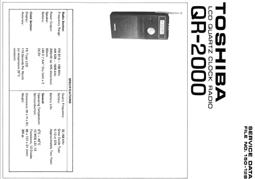 FM-AM LCD Quartz Clock Radio QR-2000; Toshiba Corporation; (ID = 1569538) Radio