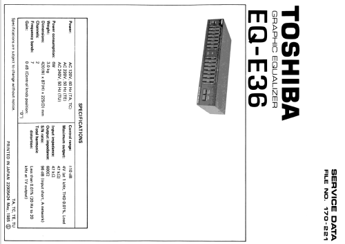 Graphic Equalizer EQ-E36; Toshiba Corporation; (ID = 1586062) Ampl/Mixer