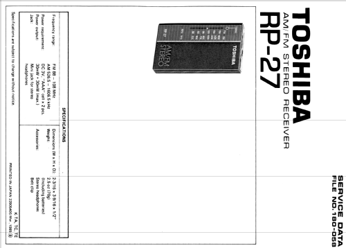 RP-27; Toshiba Corporation; (ID = 1574039) Radio