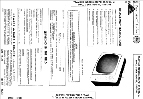 X-1770, U, 1788, U, 1790, U Ch= 1150-19, 1156-39; Trav-Ler Karenola (ID = 636744) Television
