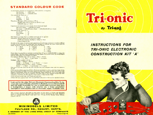 Tri-onic Electronic Construction Kits A; Tri-ang - Minimodels (ID = 2303353) Kit