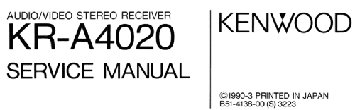 AM-FM Stereo Receiver KR-A4020; Kenwood, Trio- (ID = 2444623) Radio