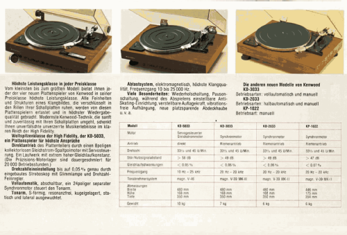 Auto Return Turntable KD-2033; Kenwood, Trio- (ID = 2087618) Reg-Riprod