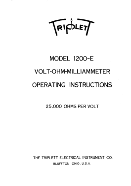 Volt-Ohm-Milliammeter 1200E; Triplett Electrical (ID = 2942264) Equipment