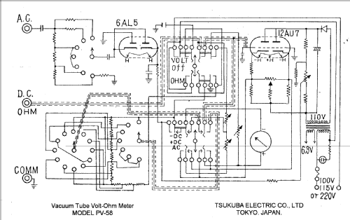Vacuum Tube Voltmeter PV-58; Tsukuba Electric Co. (ID = 224151) Equipment